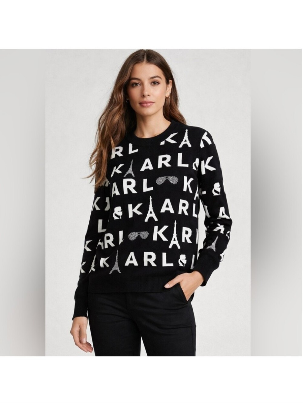 Karl Lagerfeld Paris Signature Logo Embellished Sweatshirt